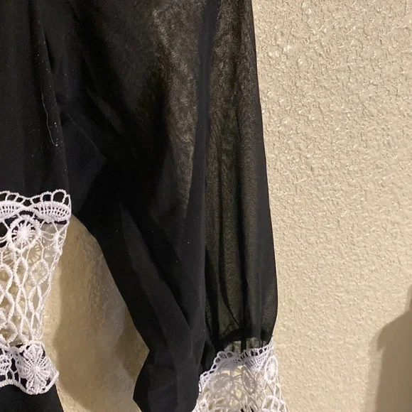 Black Dress with White Lace Cutout Sections Size 10 - Picture 8 of 13